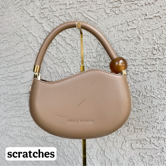 MELLIE BIANCO Tan Beige Faux Leather Marbled Pearl Crossbody Jennie Bag Handbag - Picture 7 of 15